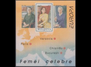 Moldawien Mi.Nr. Block 9 Europa 96, B.Frauen Julia Hasdeu Blockrand u.a. M.Curie