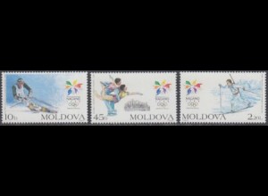 Moldawien Mi.Nr. 263-65 Olympia 1998 Nagano (3 Werte)