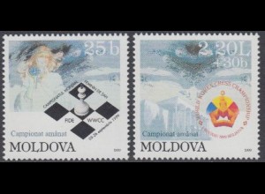 Moldawien Mi.Nr. 340-41 Geplante Schach-WM der Damen (2 Werte)