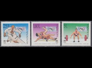Moldawien Mi.Nr. 370-72 Olympia 2000 Sydney, Judo,Ringen,Gewichtheben (3 Werte)
