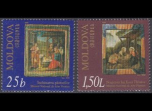 Moldawien Mi.Nr. 375-76 Weihnachten, Miniaturen aus Nationalmuseum (2 Werte)