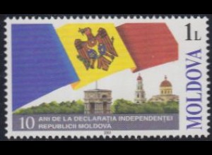 Moldawien Mi.Nr. 402 10.Jahrestag der Unabhängigkeitserklärung, Flagge (1)
