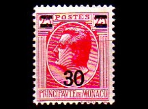 Monaco Mi.Nr. 106 Freim. Fürst Louis II, MiNr. 82 mit Aufdruck (30 auf 25)