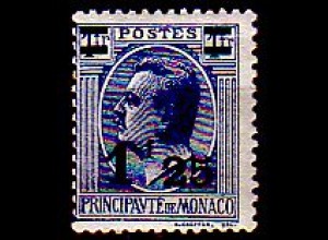 Monaco Mi.Nr. 107 Freim. Fürst Louis II mit Aufdruck (1,25 auf 1)