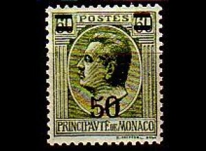 Monaco Mi.Nr. 111 Freim. Fürst Louis II, MiNr. 89 mit Aufdruck (50 auf 60c)