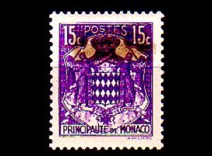 Monaco Mi.Nr. 148 Staatswappen, Landesname unten (15 c) mit Schonfalz