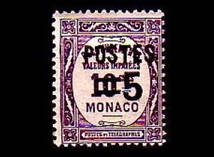 Monaco Mi.Nr. 149 Freim. Postauftragsmarke mit Audruck (5 auf 10 c)
