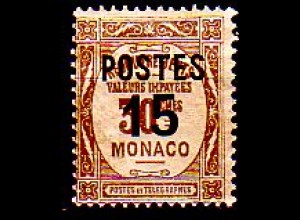 Monaco Mi.Nr. 151 Freim. Postauftragsmarke mit Audruck (15 auf 30 c)