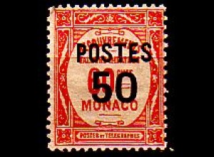 Monaco Mi.Nr. 156 Freim. Postauftragsmarke mit Audruck (50 auf 60c)