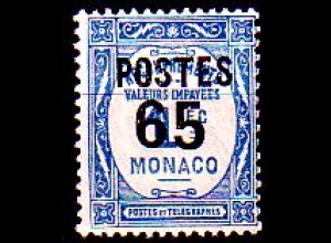 Monaco Mi.Nr. 157 Freim. Postauftragsmarke mit Audruck (65c auf 1)