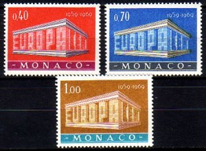 Monaco Mi.Nr. 929-31 Europa 69, EUROPA und CEPT in Tempelform (3 Werte)