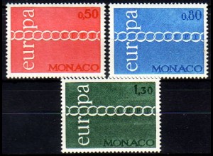 Monaco Mi.Nr. 1014-16 Europa 71, Kette (3 Werte)