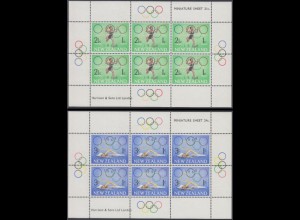 Neuseeland Mi.Nr. Klbg.487-88 Olympia 1968 Mexiko, Laufen + Schwimmen (2 Bögen)