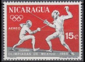 Nicaragua Mi.Nr. 1490 Olympische Sommerspiele Mexiko 1968, Florettfechten (15)