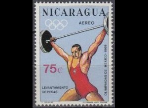 Nicaragua Mi.Nr. 1494 Olympische Sommerspiele Mexiko 1968, Gewichtheben (75)