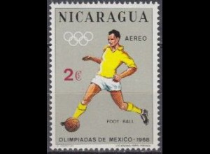 Nicaragua Mi.Nr. 1496 Olympische Sommerspiele Mexiko 1968, Fußball (2)