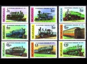 Nicaragua Mi.Nr. 2027-35 100 Jahre Eisenbahn in Nicaragua (9 Werte)