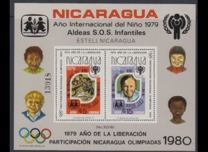 Nicaragua Mi.Nr. Block 110A Olympische Sommerspiele Moskau, Int. Jahr des Kindes