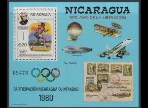 Nicaragua Mi.Nr. Block 111 Olympische Sommerspiele Moskau, Sir Rowland Hill 