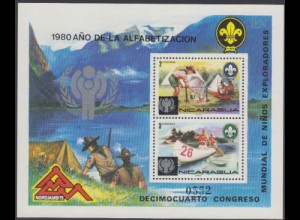 Nicaragua Mi.Nr. Block 120 Weltpfadfindertreffen 1975, Block 86 mit Aufdruck 