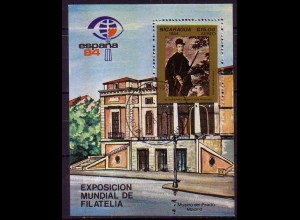 Nicaragua Mi.Nr. Block 157 Briefmarkenausst. Espana 84, Gemälde Velazquez