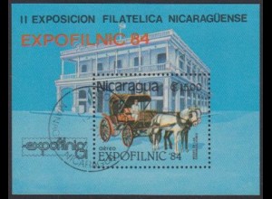 Nicaragua Mi.Nr. Block 160 Briefmarkenausst. EXPOFILNIC '84, Pferdekutsche 