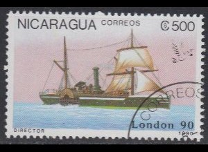 Nicaragua Mi.Nr. 2977 Bfm.ausst. LONDON '90, Dampfschiff Director (500)