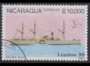 Nicaragua Mi.Nr. 2981 Bfm.ausst. LONDON '90, Dampfschiff Golden Rule (10000)