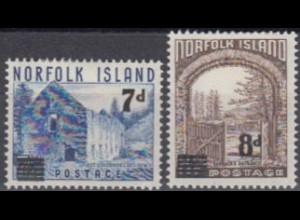 Norfolk-Insel Mi.Nr. 23-24 Freim. MiNr. 17 + 18 mit neuem Wertaufdruck (2 Werte)