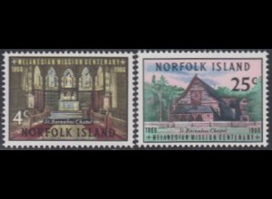 Norfolk-Insel Mi.Nr. 76-77 100J.Melanesische Mission, Barnabas-Kapelle (2 Werte)