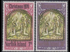 Norfolk-Insel Mi.Nr. 158-59 Weihnachten, Perlmuttrelief Geburt Christi (2 Werte)