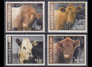 Norfolk-Insel Mi.Nr. 1055-58 Rinderrassen auf Norfolk (4 Werte)