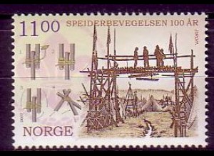 Norwegen Mi.Nr. 1620 Europa 07, Pfadfinder, Lager, Verknotung (11,00)