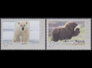 Norwegen Mi.Nr. 1744-45A Wildlebende Tiere, Eisbär, Moschusochse (2 Werte)