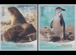 Norwegen MiNr. 1962-63 Fauna d.Bouvetinsel, Seebär, Pinguin, skl (2 Werte)