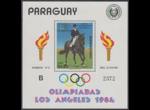 Paraguay Mi.Nr. Block 395 Olympia 1984 Los Angeles, Dressurreiten Stückelberger 