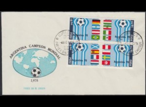 Peru Mi.Nr. 1106-09 Fußball-WM 1978 Argentinien, Flaggen (Viererblock)