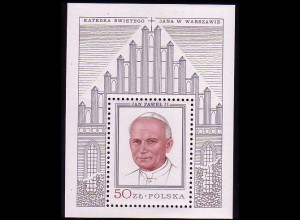 Polen Mi.Nr. Block 76 Besuch Papst Johannes Paul II in Polen, Rahmen silber 
