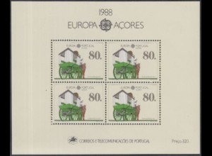 Portugal-Azoren Mi.Nr. Block 9 Europa 88, Transport-u.Komm.mittel, Pferdebus