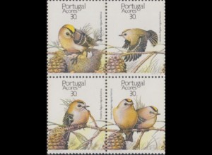 Portugal-Azoren Mi.Nr. Zdr.397-400 Naturschutz, Goldhähnchen (Viererblock)