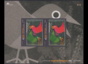 Portugal-Azoren Mi.Nr. Block 25 Europa 03 Plakatkunst, Int.Tag d.Museen, Vögel