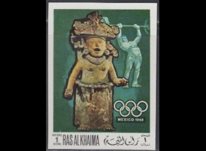 Ras al Khaima Mi.Nr. 259B Olympia 1968 Mexiko, Skulptur + Gewichtheben (1)