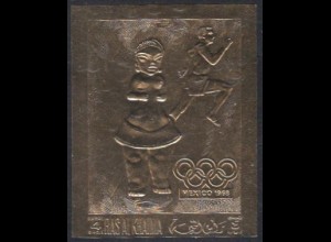 Ras al Khaima Mi.Nr. A262B Olympia 1968 Mexiko, Skulptur + Sprint, goldf. (4)