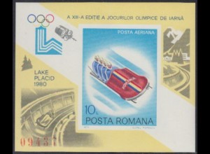 Rumänien Mi.Nr. Block 165 Olymp. Winterspiele Lake Placid 1980, Viererbob 