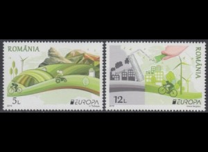 Rumänien Mi.Nr. 7067-68 Europa 16, Umweltbewusst leben, v.Grau zu Grün (2 Werte)