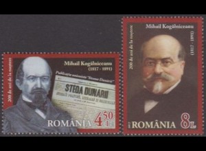 Rumänien MiNr. 7268-69 Mihail Kogalniceanu, Zeitungs-Titelseite (2 Werte)