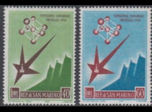 San Marino Mi.Nr. 590-91 Weltausstellung Brüssel, Atomium (2 Werte)