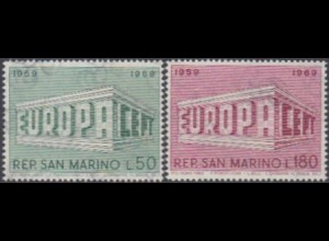 San Marino Mi.Nr. 925-26 Europa 69, Worte in Tempelform (2 Werte)
