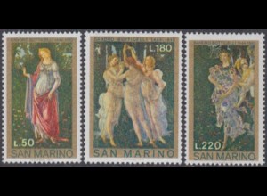 San Marino Mi.Nr. 994-96 Gemälde von A.Botticelli (3 Werte)