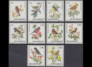 San Marino Mi.Nr. 1003-12 Vögel (10 Werte)